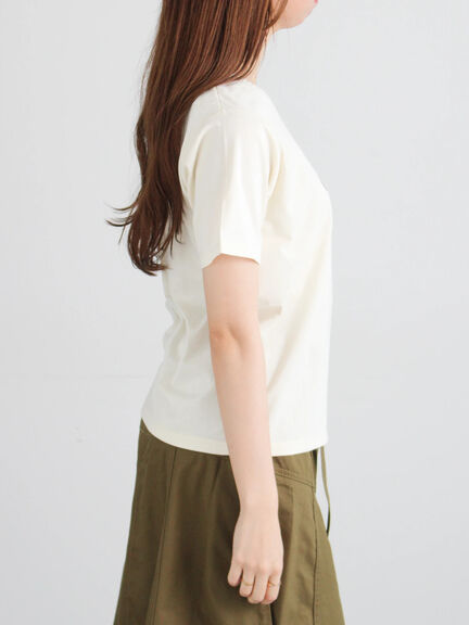 フロッキープリントロゴTシャツ（チャコールグレー/ベージュ/ブラウン）｜Te chichi（テチチ）通販