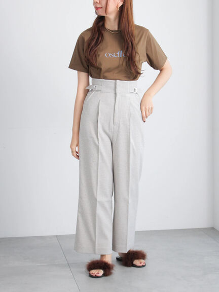 フロッキープリントロゴTシャツ（チャコールグレー/ベージュ/ブラウン）｜Te chichi（テチチ）通販