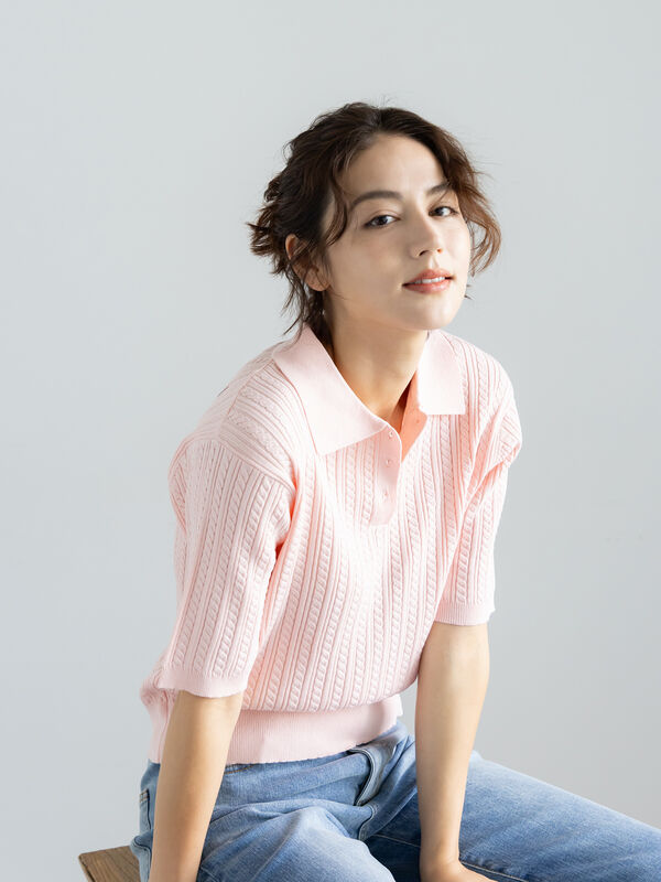 ちゃーさん専用【タグ付き/新品】yori ミニフリルポロニット ホワイト 38 ちゃーさん専用【タグ付き/新品】yori ミニフリルポロニット