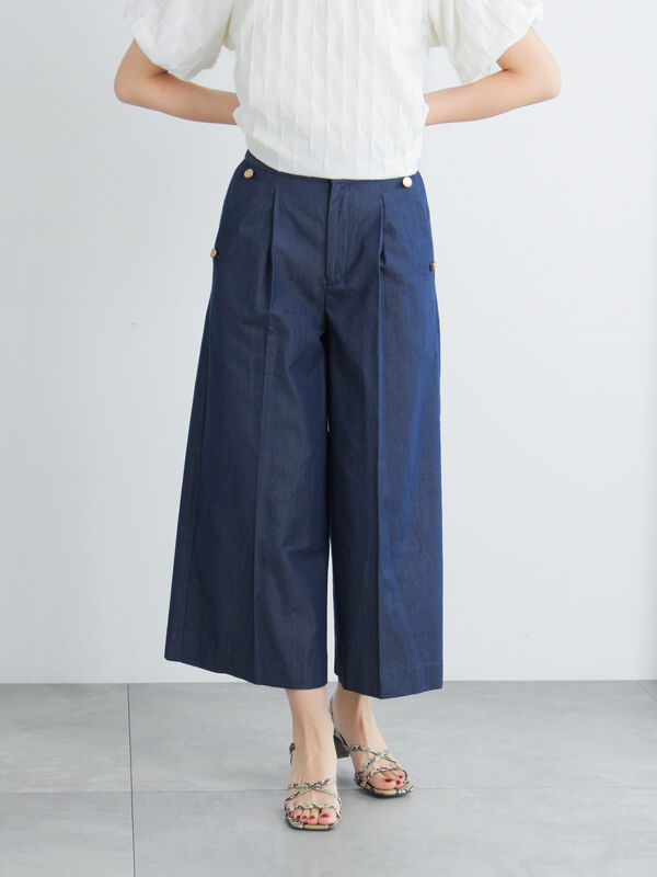 yu★ MEER.ワイドコクーンチノパンツ　ネイビー yu☆ MEER.ワイドコクーンチノパンツ ネイビー WIDE COCOON