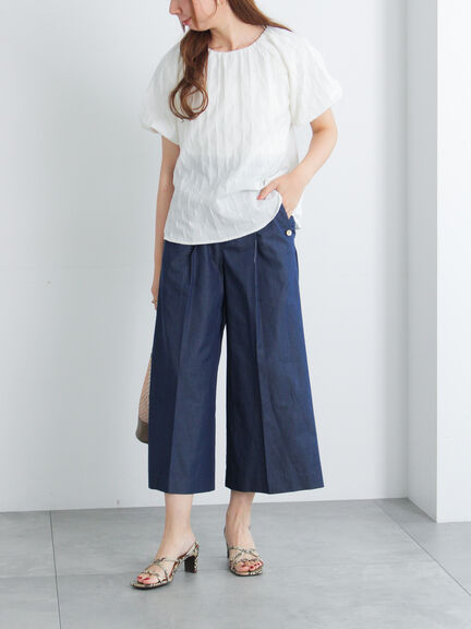 ワイドクロップトマリンパンツ（ブラック/ベージュ/ネイビー）｜Te chichi（テチチ）通販