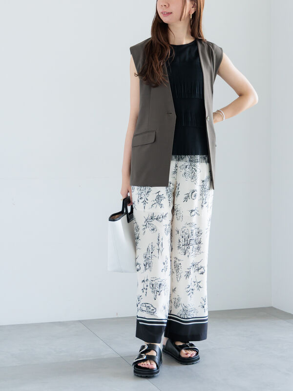 セール】 ドローイングプロヴァンスプリントパンツ（オフホワイト