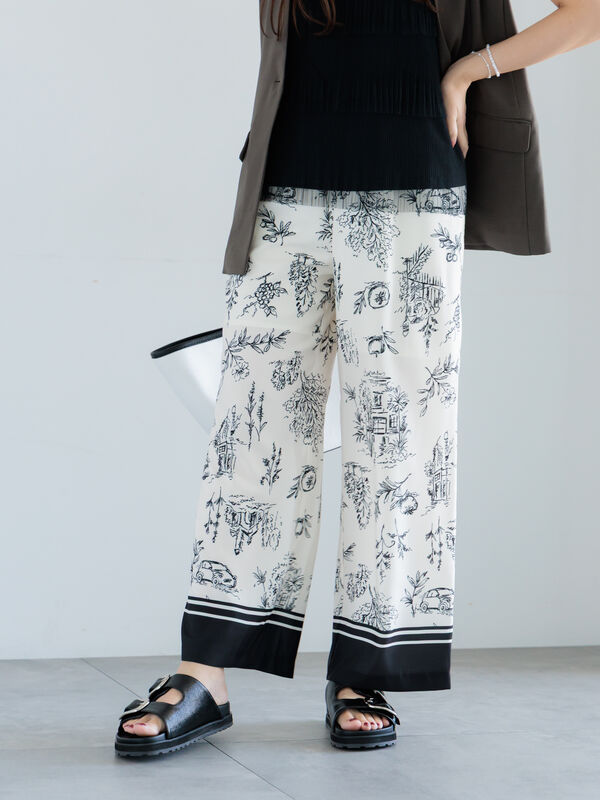 セール】 ドローイングプロヴァンスプリントパンツ（オフホワイト