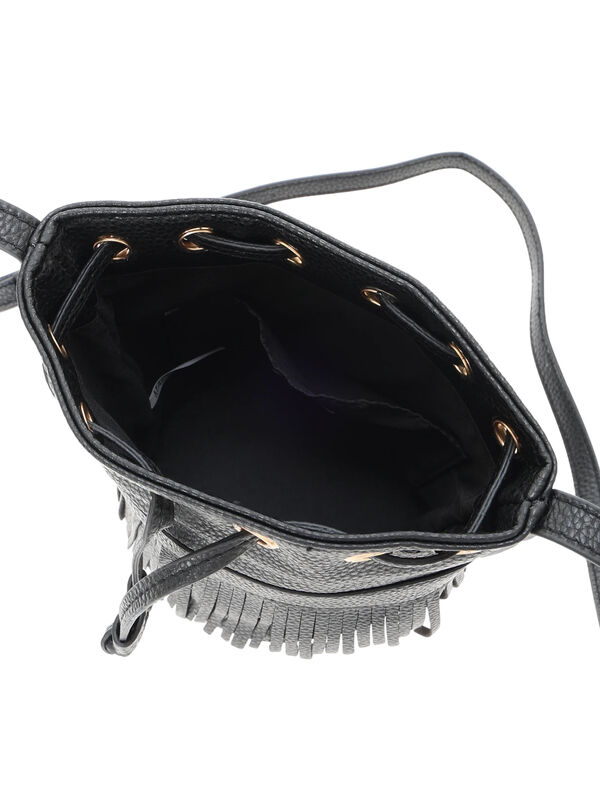 セール】 フリンジミニショルダーポシェット（ブラック/ブラウン