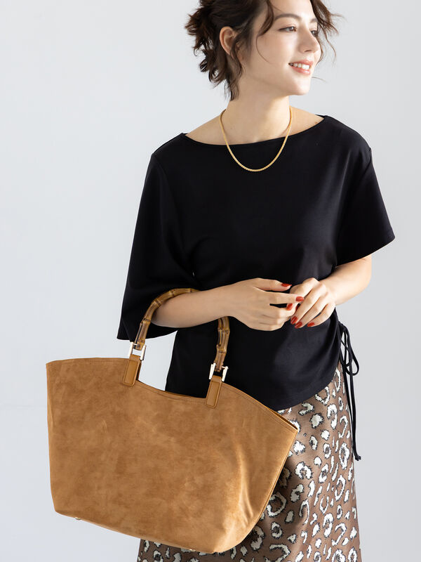 バンブーハンドルBAG（ブラック/ベージュ/バッグ/バッグ・ポーチ