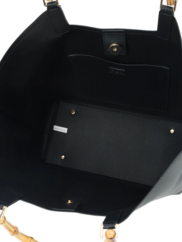 バンブーハンドルBAG（ブラック/ベージュ/バッグ/バッグ・ポーチ）| Te