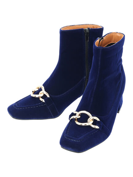 メタルパーツ×スエード調ミドルブーツ（ブラック/ブルー）｜Te chichi（テチチ）通販