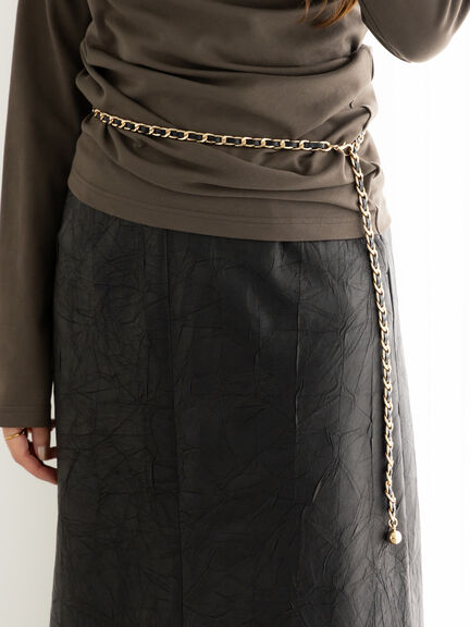 美品★ Te chichi テチチ 半袖 ベルト♪ ロング ワンピース Sz.F　レディース 黒 女子会　6a29 Te chichi ワンピース リネンライクウエストマークワンピース