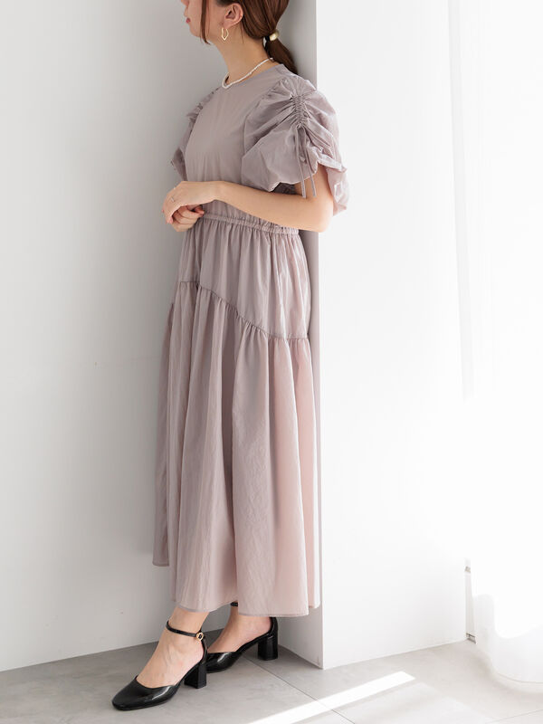 スリーブリボンロングワンピース（グレー/ブラック）｜Te chichi（テチチ）通販