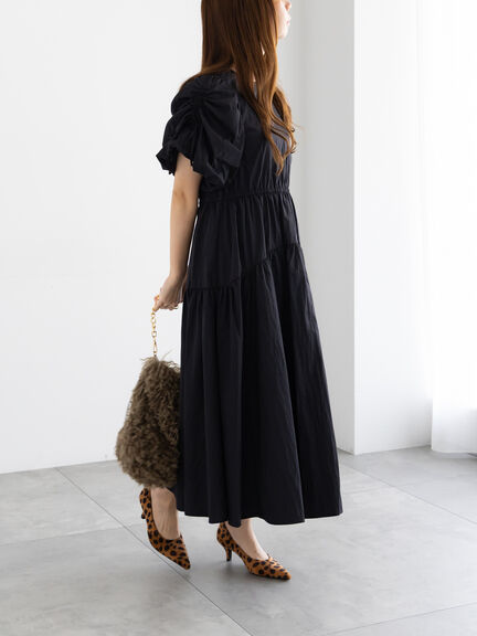 スリーブリボンロングワンピース（グレー/ブラック）｜Te chichi（テチチ）通販