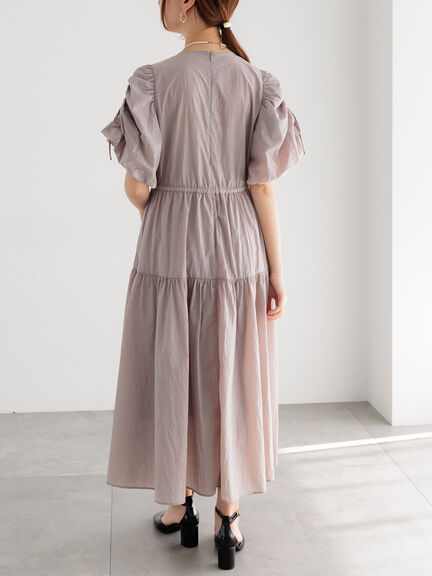 スリーブリボンロングワンピース（グレー/ブラック）｜Te chichi（テチチ）通販