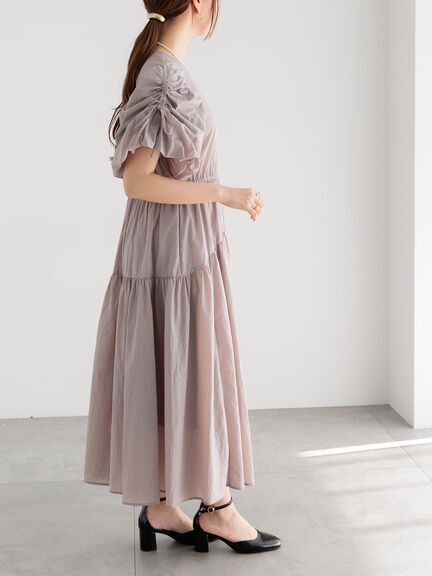 スリーブリボンロングワンピース（グレー/ブラック）｜Te chichi（テチチ）通販