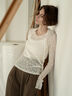 パッチワークレース前後2WAY衿デザインTOPS《2025Autumn catalog item》（オフホワイト/チャコールグレー）｜Te chichi（テチチ）通販