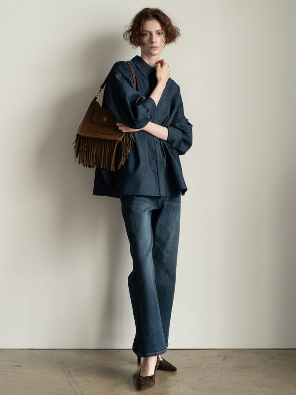 フレアシルエットdenim《2025Autumn catalog item》（ネイビー）｜Te chichi（テチチ）通販