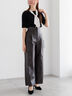 フェイクレザーセミワイドパンツ《2025Autumn catalog item》(ブラック/ブラウン)|Te chichi(テチチ)通販