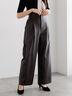 フェイクレザーセミワイドパンツ《2025Autumn catalog item》(ブラック/ブラウン)|Te chichi(テチチ)通販