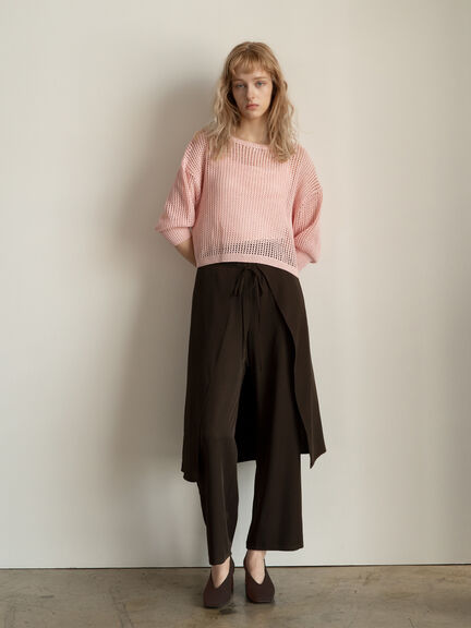スパンコールメッシュハーフスリーブニット《2025Autumn catalog item》（チャコールグレー/ピンク/グリーン）｜Te chichi（テチチ）通販