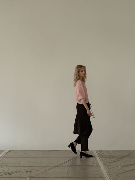 スパンコールメッシュハーフスリーブニット《2025Autumn catalog item》（チャコールグレー/ピンク/グリーン）｜Te chichi（テチチ）通販
