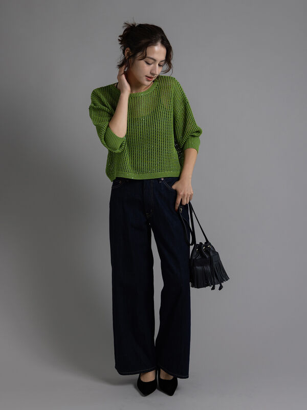 セール】 スパンコールメッシュハーフスリーブニット《2025Autumn