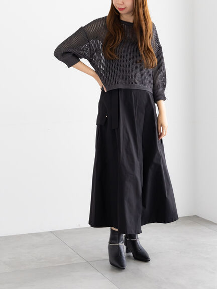 スパンコールメッシュハーフスリーブニット《2025Autumn catalog item》（チャコールグレー/ピンク/グリーン）｜Te chichi（テチチ）通販