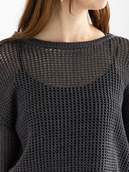 スパンコールメッシュハーフスリーブニット《2025Autumn catalog item》（チャコールグレー/ピンク/グリーン）｜Te chichi（テチチ）通販