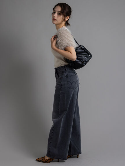 スリーブファーニットプルオーバー《2025Autumn catalog item》（チャコールグレー/ベージュ）｜Te chichi（テチチ）通販
