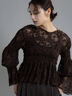【Atelier plier】プリーツレースシャーリングトップス《2025Autumn catalog item》（ブラウン）｜Te chichi（テチチ）通販