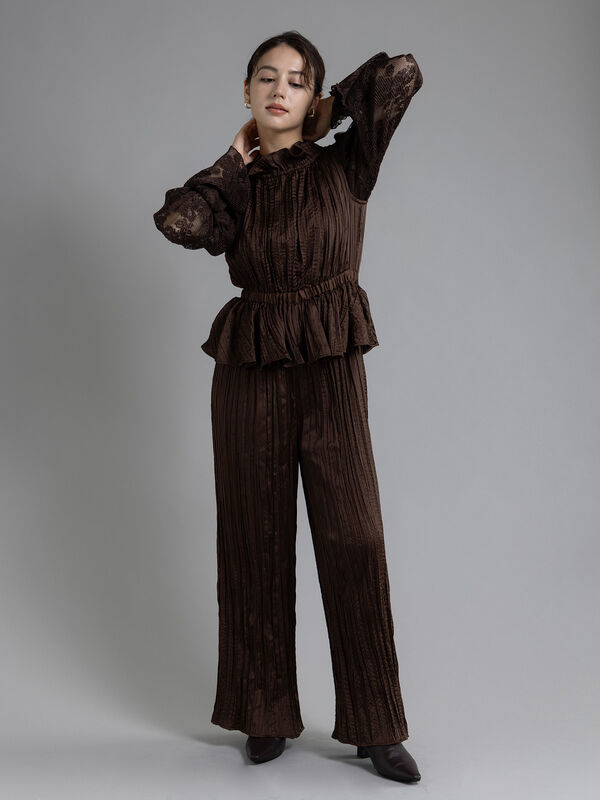 Atelier plier】プリーツレースシャーリングトップス《2025Autumn