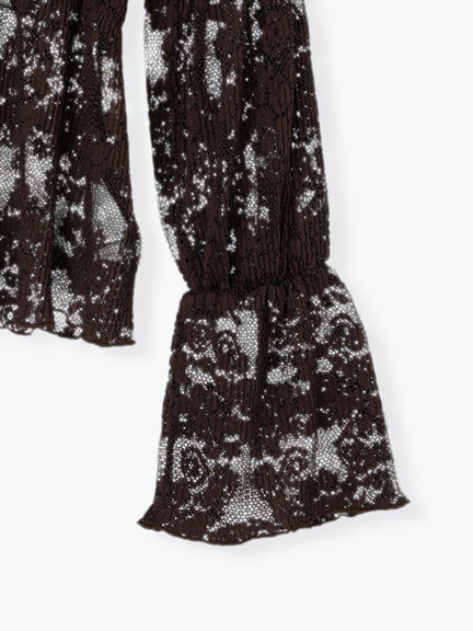 【Atelier plier】プリーツレースシャーリングトップス《2025Autumn catalog item》（ブラウン）｜Te chichi（テチチ）通販