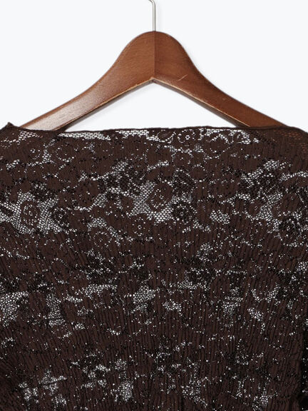 【Atelier plier】プリーツレースシャーリングトップス《2025Autumn catalog item》（ブラウン）｜Te chichi（テチチ）通販