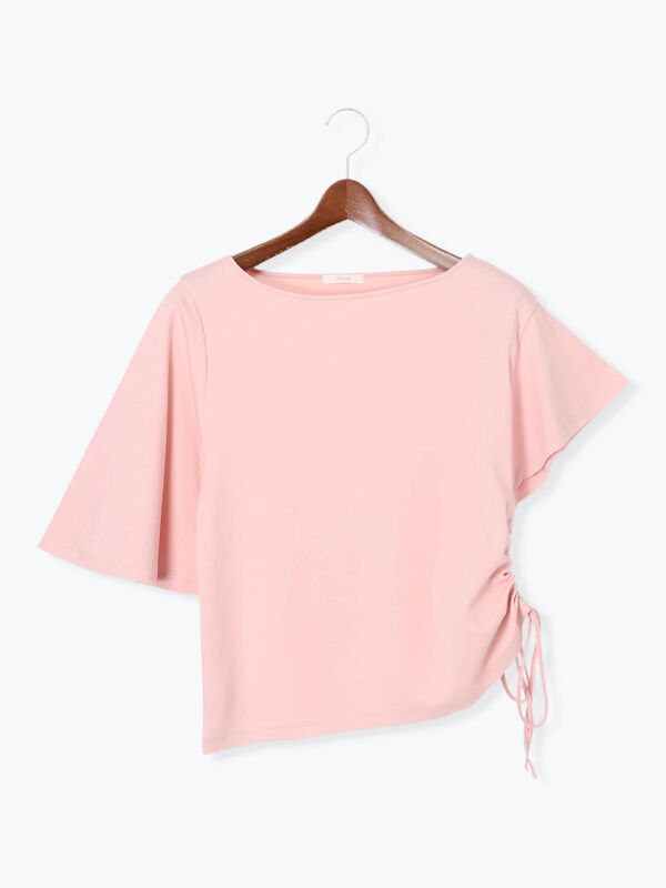 ポメ♡14kgf セール】 アシメスリーブプルオーバー（ブラック/ピンク