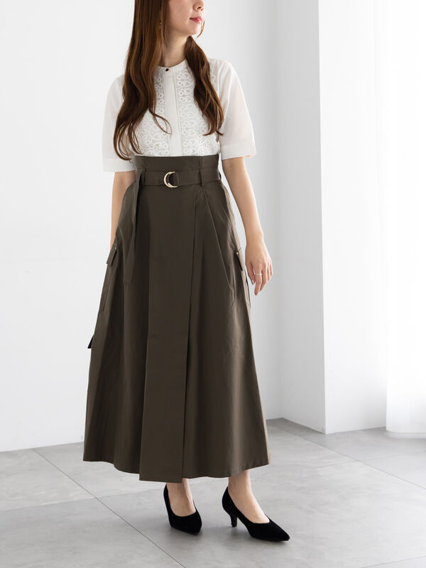 カーゴフレアスカート（ブラック/ベージュ/カーキ/ボトムス