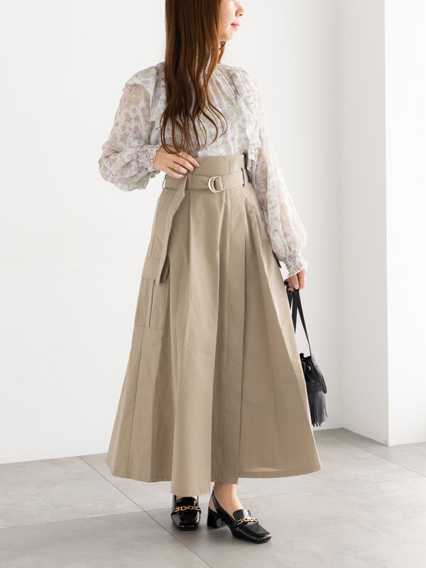 カーゴフレアスカート（ブラック/ベージュ/カーキ/ボトムス