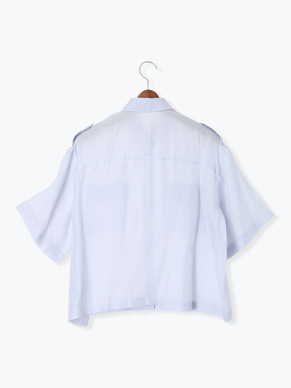 セール】 シアー半袖Wポケットシャツ（ブラック/モカ/サックスブルー