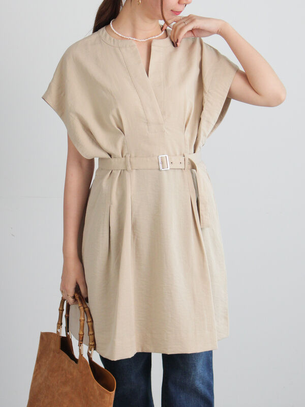 セール】 ミリタリーチュニックシャツ（ブラック/ベージュ/カーキ