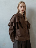 【Atelier plier】アシメプリーツフレアシャツブラウス《2025Autumn catalog item》(ブラウン)|Te chichi(テチチ)通販