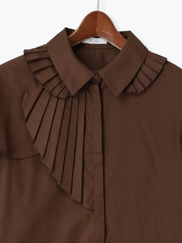 Atelier plier】アシメプリーツフレアシャツブラウス《2025Autumn