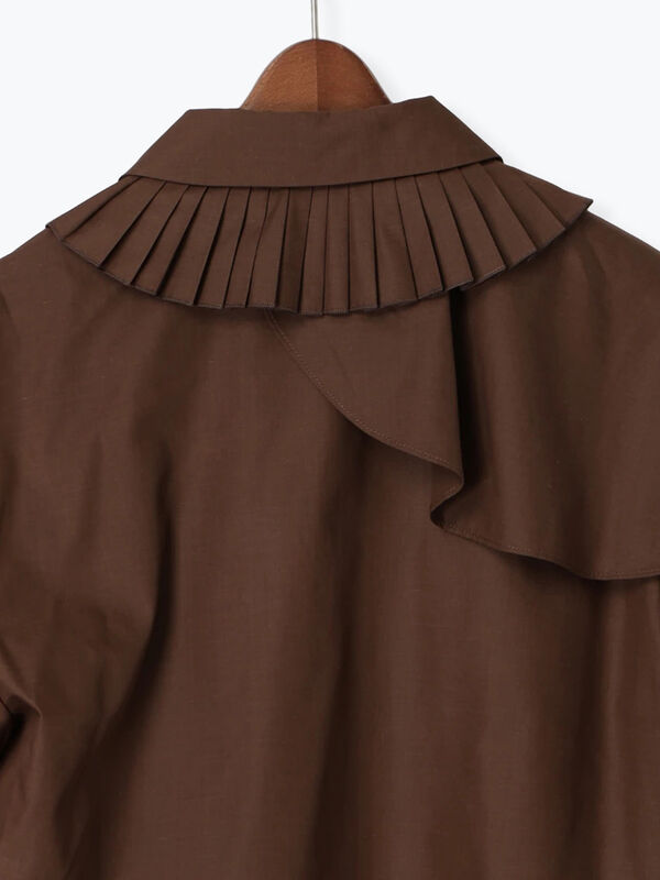 Atelier plier】アシメプリーツフレアシャツブラウス《2025Autumn