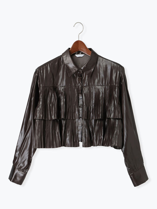 セール】 【Atelier plier】プリーツチンツ ティアードショートシャツ