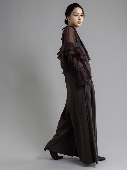 【Atelier plier】サイドプリーツワイドパンツ《2025Autumn catalog item》（ブラウン）｜Te chichi（テチチ）通販