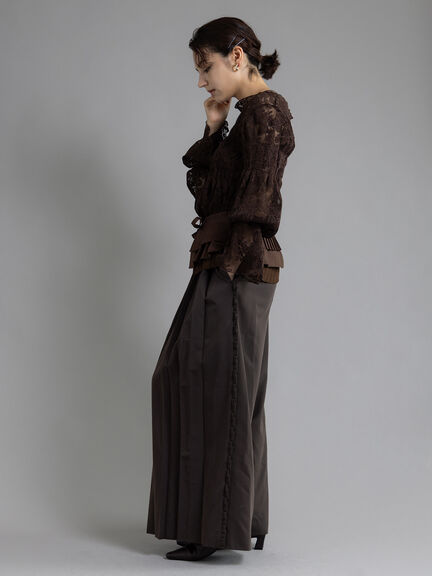 【Atelier plier】サイドプリーツワイドパンツ《2025Autumn catalog item》（ブラウン）｜Te chichi（テチチ）通販