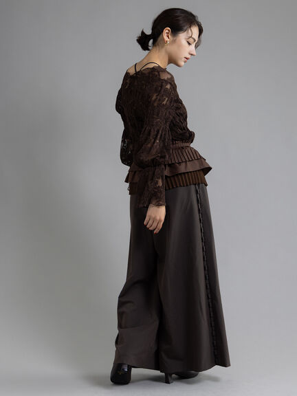 【Atelier plier】サイドプリーツワイドパンツ《2025Autumn catalog item》（ブラウン）｜Te chichi（テチチ）通販