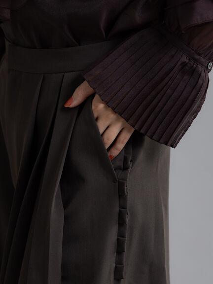 【Atelier plier】サイドプリーツワイドパンツ《2025Autumn catalog item》（ブラウン）｜Te chichi（テチチ）通販