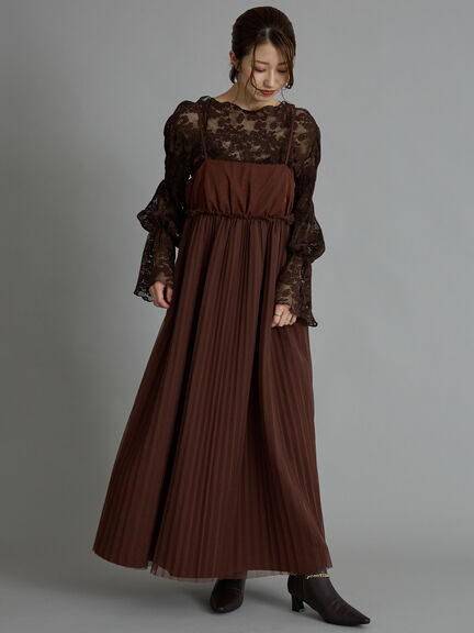 セール】 【Atelier plier】シアープリーツコンビドレス