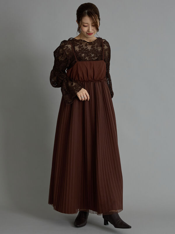 Jens / レイヤードドレス ブラウン Jens / レイヤードドレス ブラウン