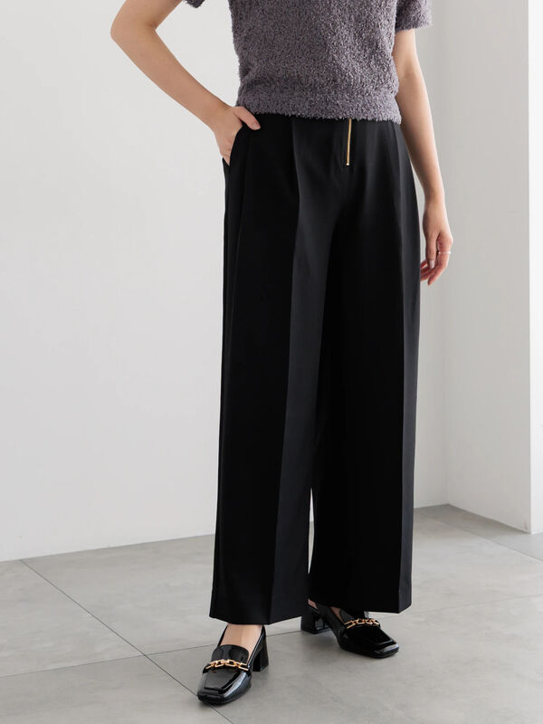ハイウエストフロントジップワイドパンツ《2025Autumn catalog item》（ブラック）｜Te chichi（テチチ）通販