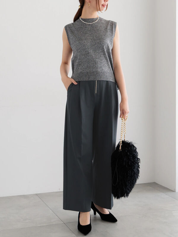 セール】 ハイウエストフロントジップワイドパンツ《2025Autumn