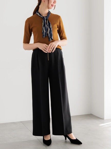 ハイウエストフロントジップワイドパンツ《2025Autumn catalog item》（チャコールグレー/ブラック/ブラウン）｜Te chichi（テチチ）通販