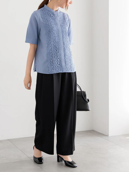 ハイウエストフロントジップワイドパンツ《2025Autumn catalog item》（チャコールグレー/ブラック/ブラウン）｜Te chichi（テチチ）通販