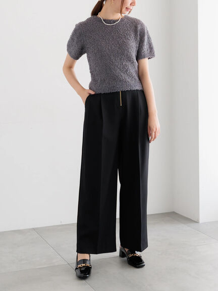 ハイウエストフロントジップワイドパンツ《2025Autumn catalog item》（チャコールグレー/ブラック/ブラウン）｜Te chichi（テチチ）通販